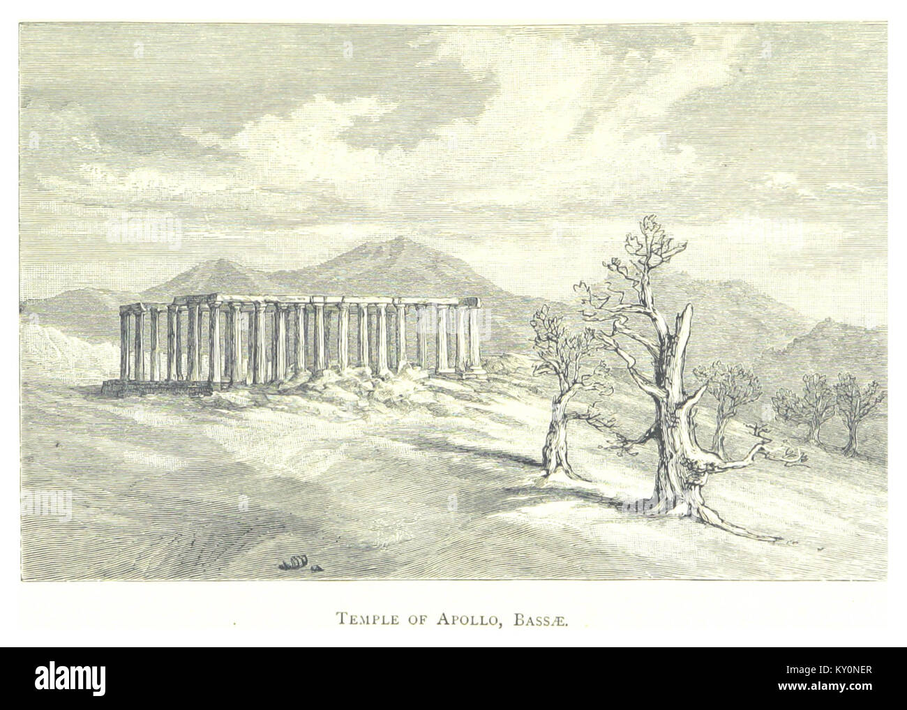 L'illustrazione intitolata "Tempio di Apollo, Bassæ" di Lord Windsor è stata pubblicata nel 1882. È presente a pagina 229 del libro di Richard Ridley Farrer 'A Tour in Greece' ed è conservato dalla British Library. Foto Stock