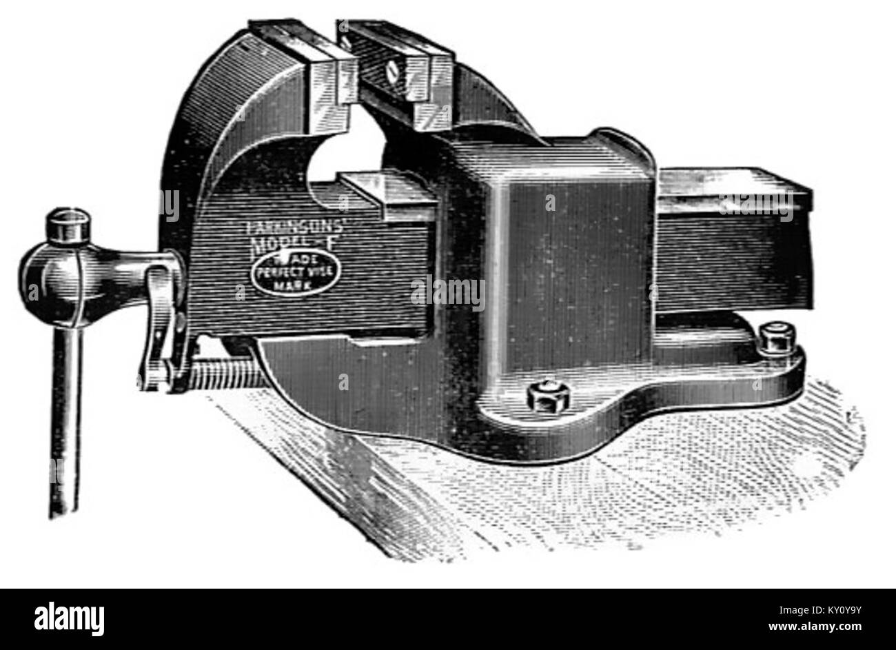 Una morsa Fitter, modello Parkinson's Perfect, è un utensile meccanico utilizzato per trattenere i pezzi in modo sicuro durante le attività di lavorazione dei metalli e assemblaggio Foto Stock