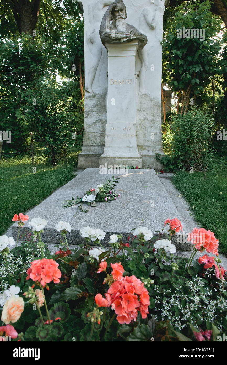 Johannes Brahms' grave in Vienna cimitero centrale Foto Stock