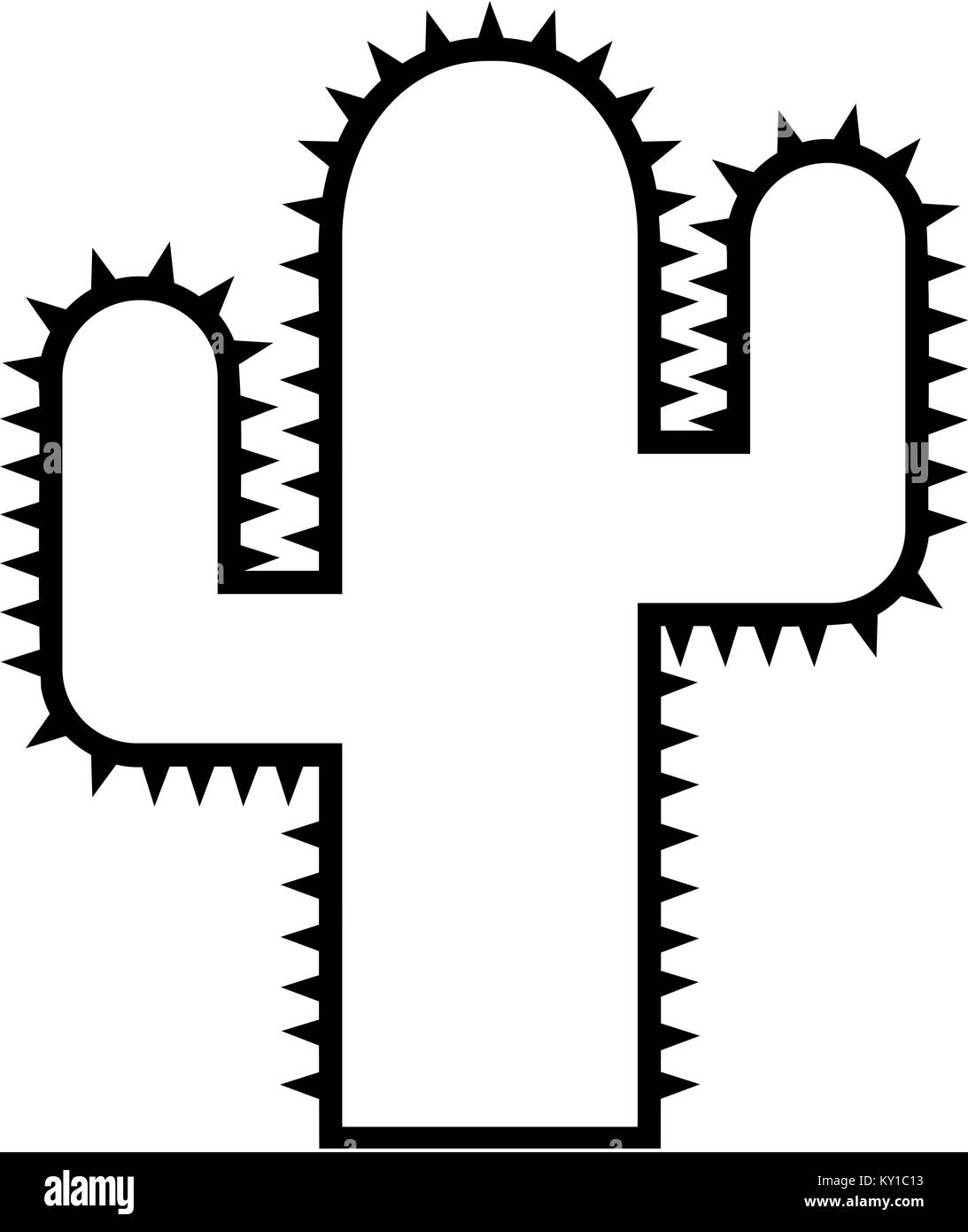 Cactus contorno nero Foto Stock