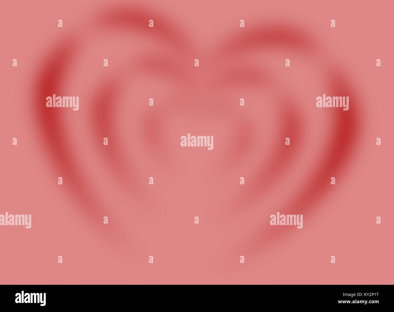 Rosso e Cuori rosa su rosso vivace sfondo bokeh effetto Sfocatura amore Greeting card gradienti illustrazione Foto Stock