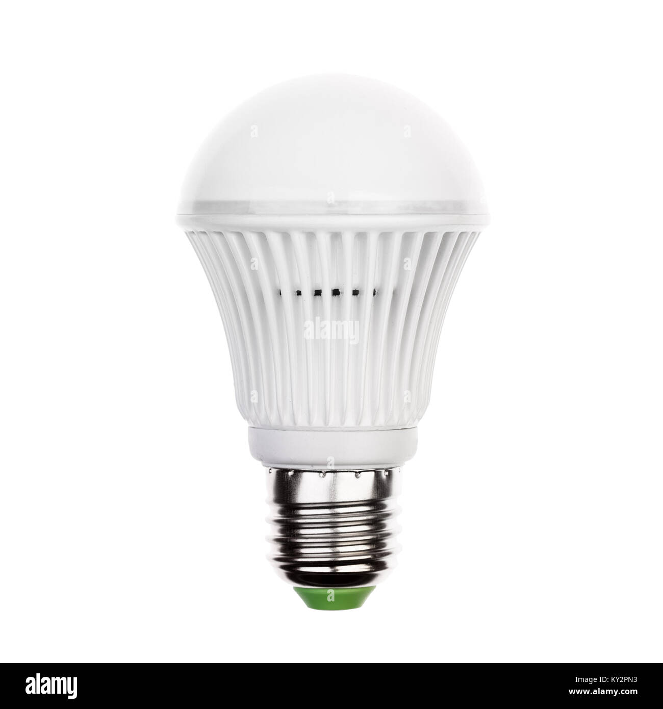 Luce LED lampadina lampada con e27 socket isolato su bianco. Foto Stock