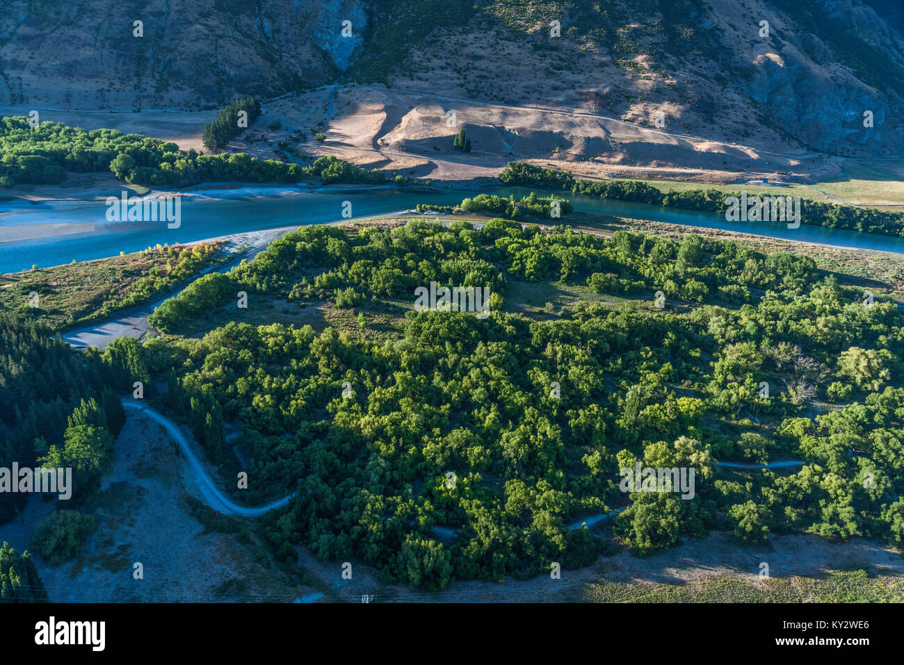 Paesaggio in Kawarau River Valley, Otago, Nuova Zelanda Foto Stock