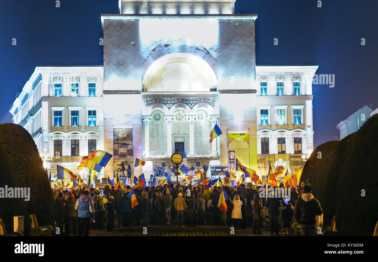 Timisoara, Romania - Le proteste contro il governo di legge sull' amnistia Foto Stock