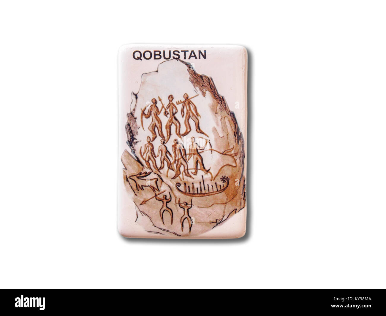 Gobustan (Azerbaigian) souvenir magnete da frigorifero isolati su sfondo bianco Foto Stock