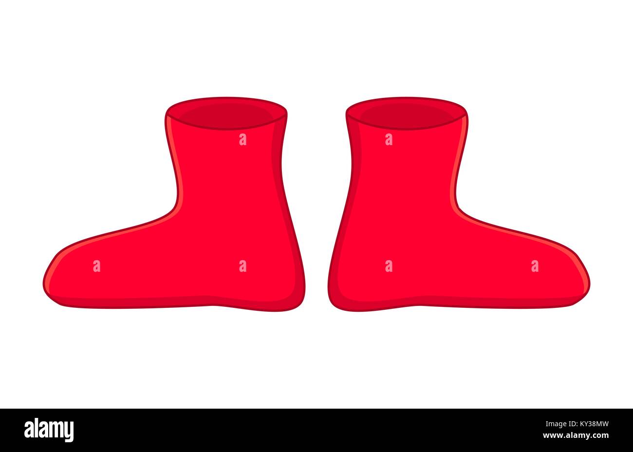 Stivali di gomma, cartoon red semplice gumboots isolati su sfondo bianco Illustrazione Vettoriale