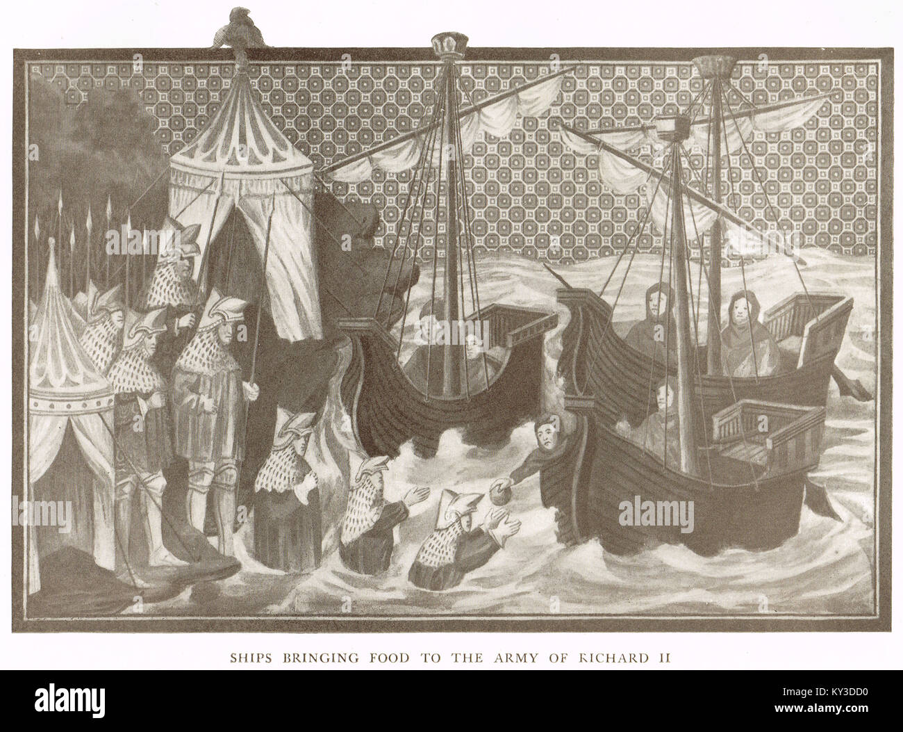 Le navi per portare cibo all'esercito di Richard II, invasione di Irlanda, 1394 Foto Stock