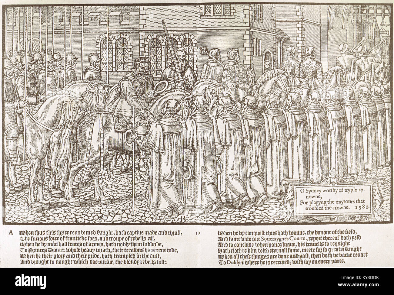 La ricezione di Sir Henry Sidney da parte del sindaco e degli assessori di Dublino dopo una vittoria circa 1578 Foto Stock
