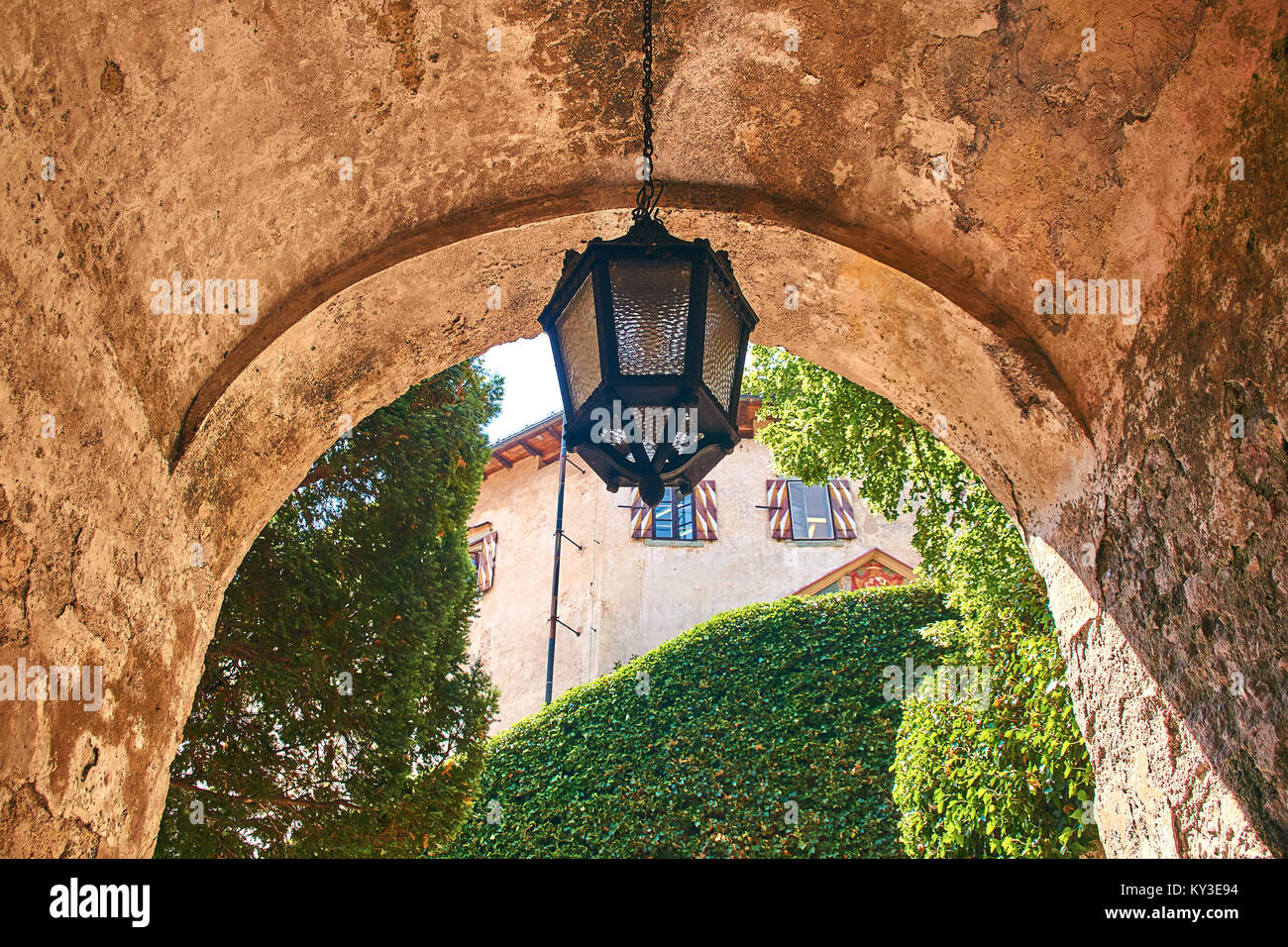 Ingresso del castello di Bled Foto Stock