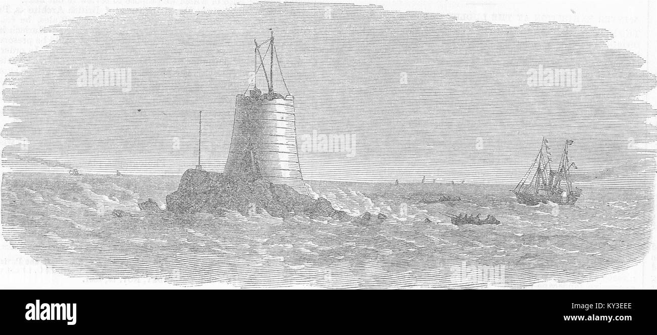 Cornovaglia Wolf rock Lighthouse 1867. Illustrated London News Foto Stock