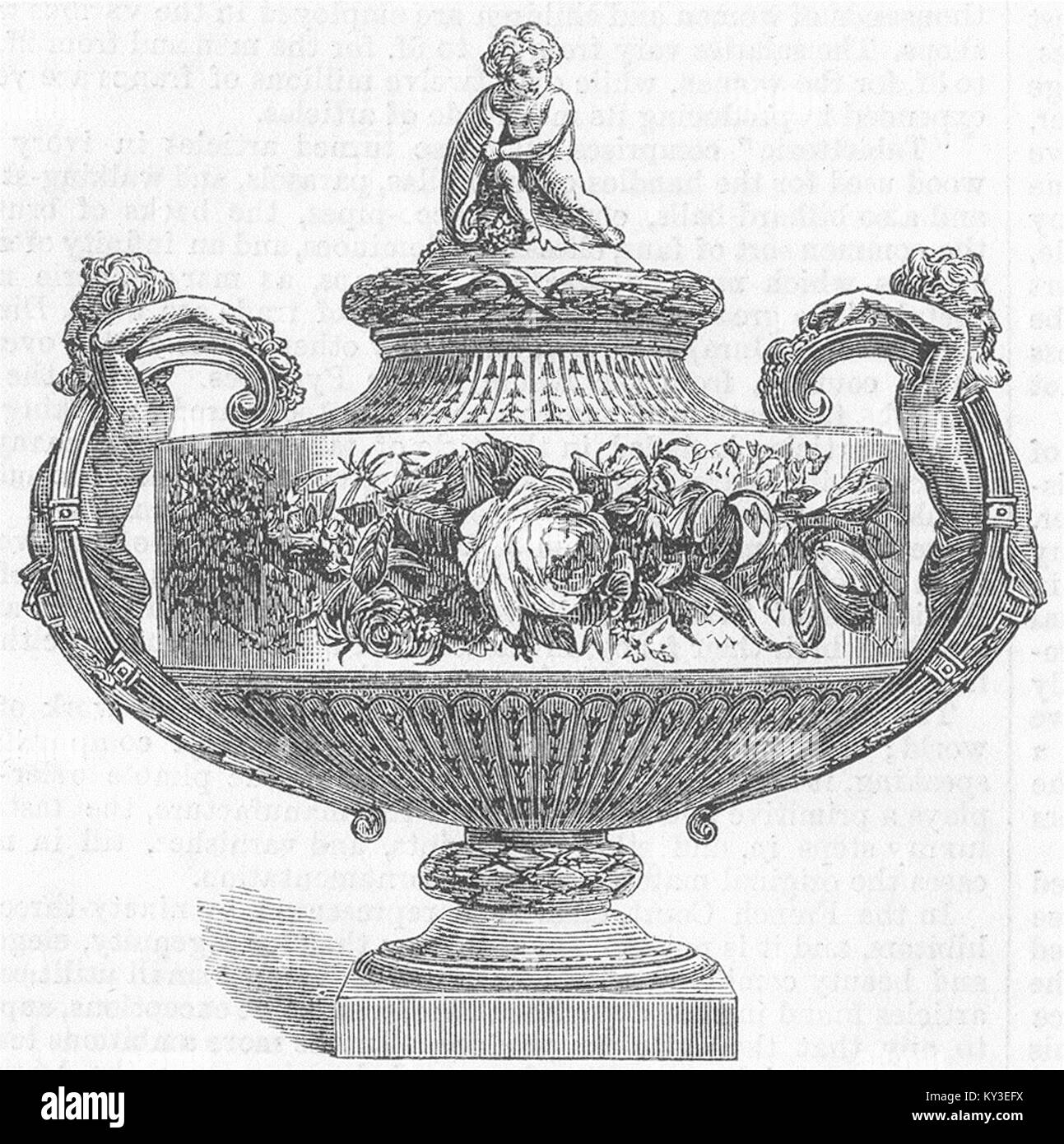 Decorativo vaso di porcellana 1867. Illustrated London News Foto Stock