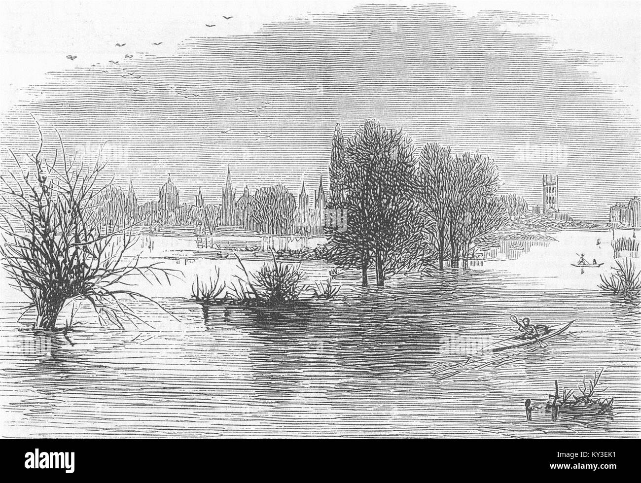 OXON inondazioni Oxford dal fiume 1875. Il grafico Foto Stock