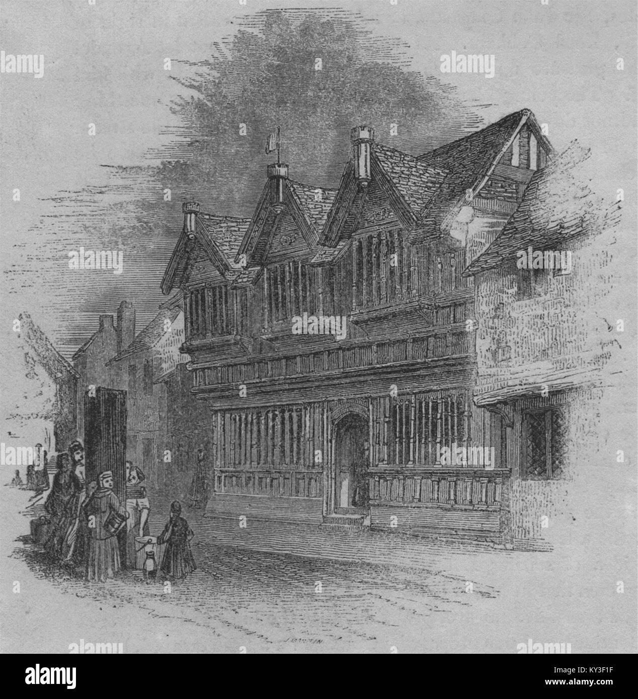 1366 - Vecchie case in legno a Coventry. Warwickshire. Piccola 1845. La vecchia Inghilterra Foto Stock