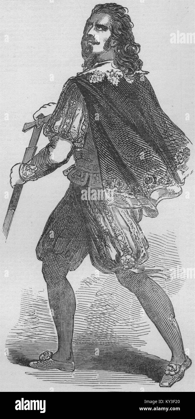 Il sig. G. V. Brooke come 'Sir Giles il massimo avanzamento". Theatre 1848. Il Illustrated London News Foto Stock