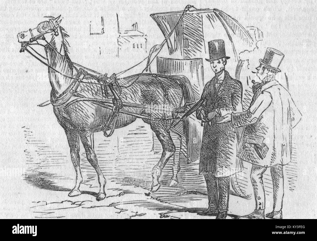 Taxi Londra Hackney Carrello Act 1853 aristocratica Cabman 1853. Illustrated London News Foto Stock