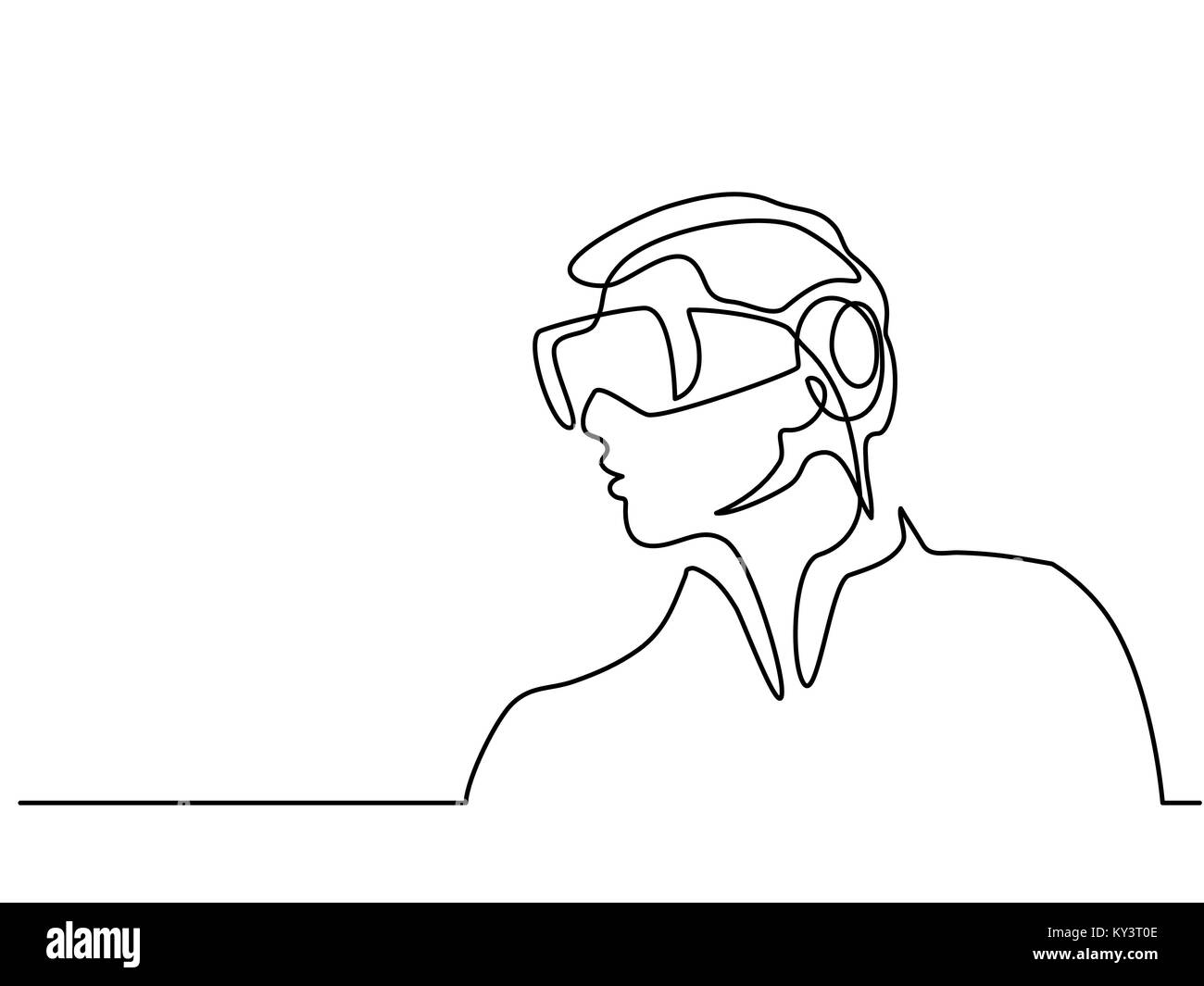 Uomo che indossa la realtà virtuale gli occhiali di protezione Illustrazione Vettoriale