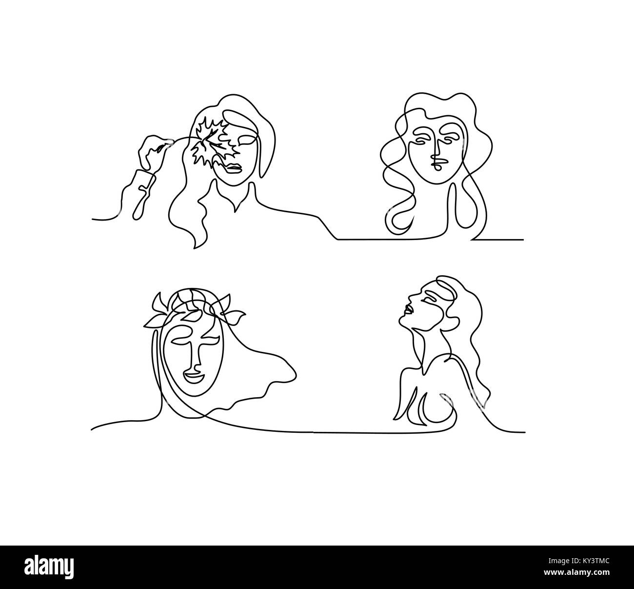 Impostare il ritratto di una donna Illustrazione Vettoriale