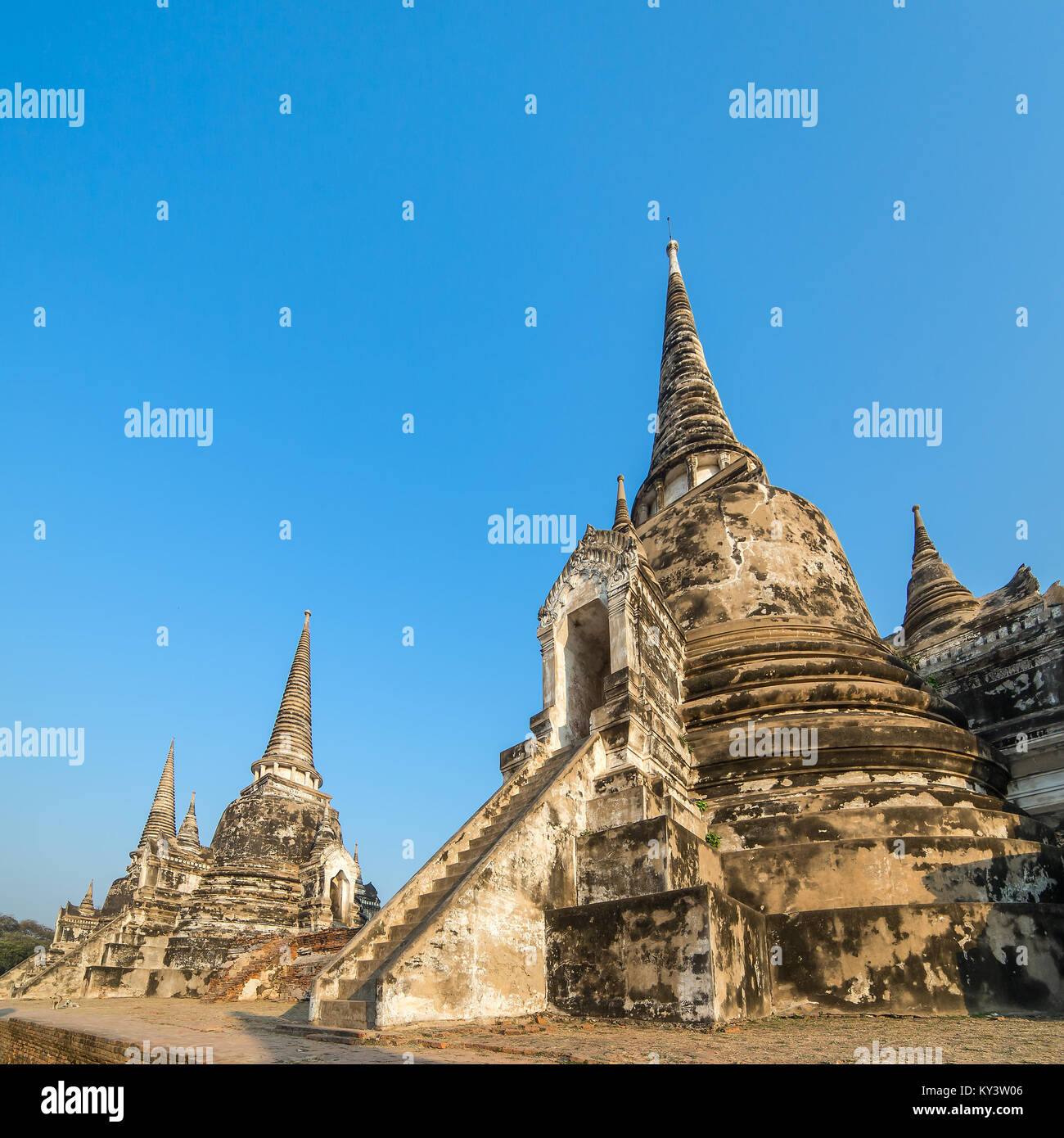 Wat Phra Si Sanphet tempio in al parco storico di Ayutthaya, Thailandia Foto Stock