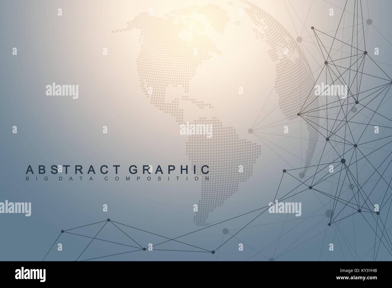 Rete globale di connessione. Rete e grande per la visualizzazione di dati sullo sfondo. Global business. Illustrazione Vettoriale. Illustrazione Vettoriale