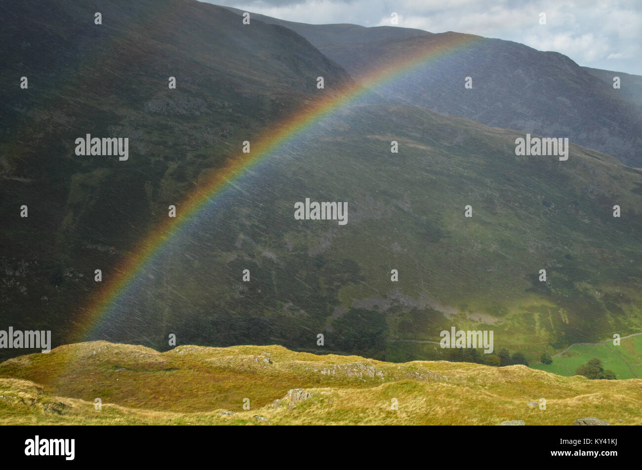 Rainbow, vicino Patterdale, Inghilterra, Inghilterra del Coast to Coast Path Foto Stock