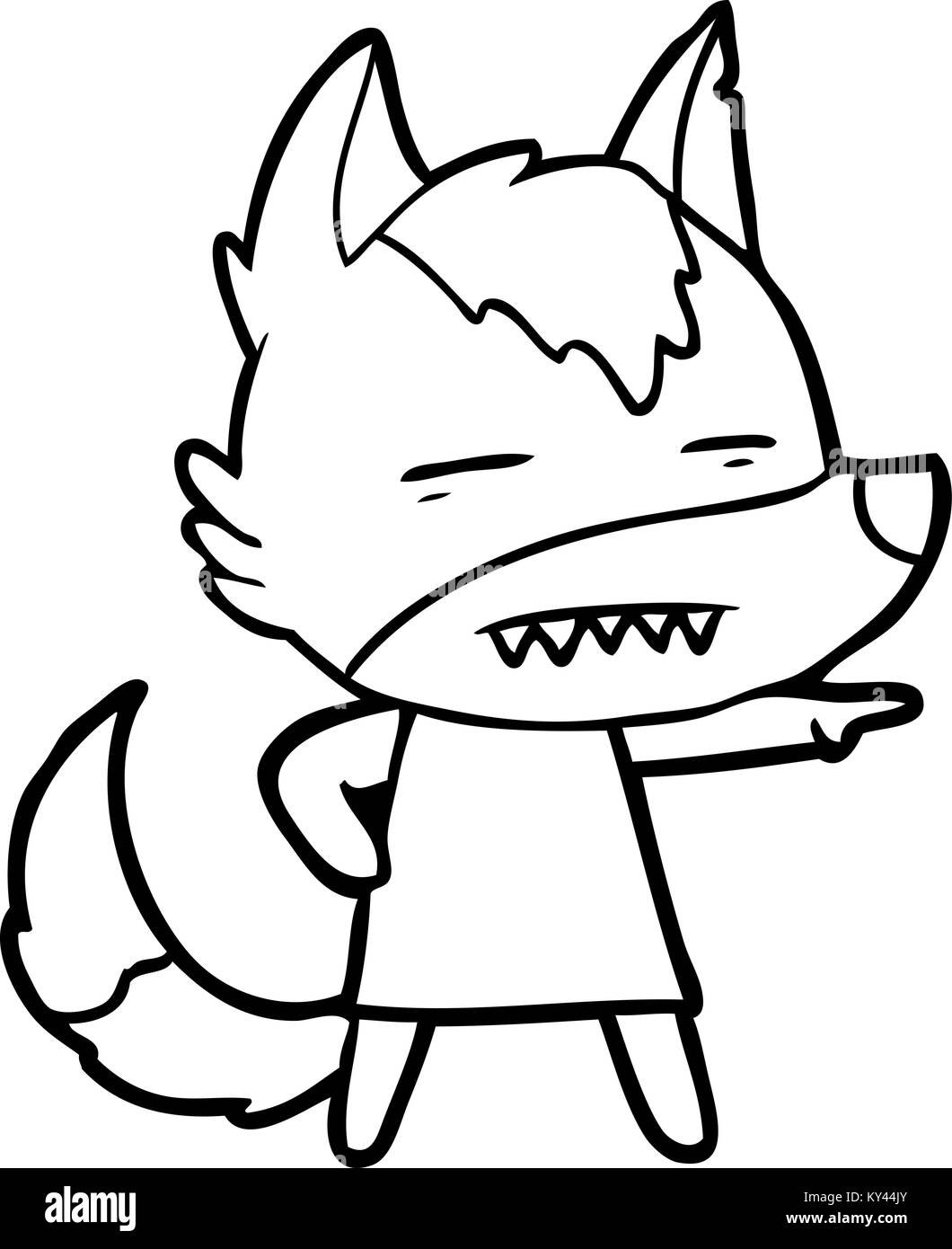 Cartoon lupo che mostra i denti Illustrazione Vettoriale