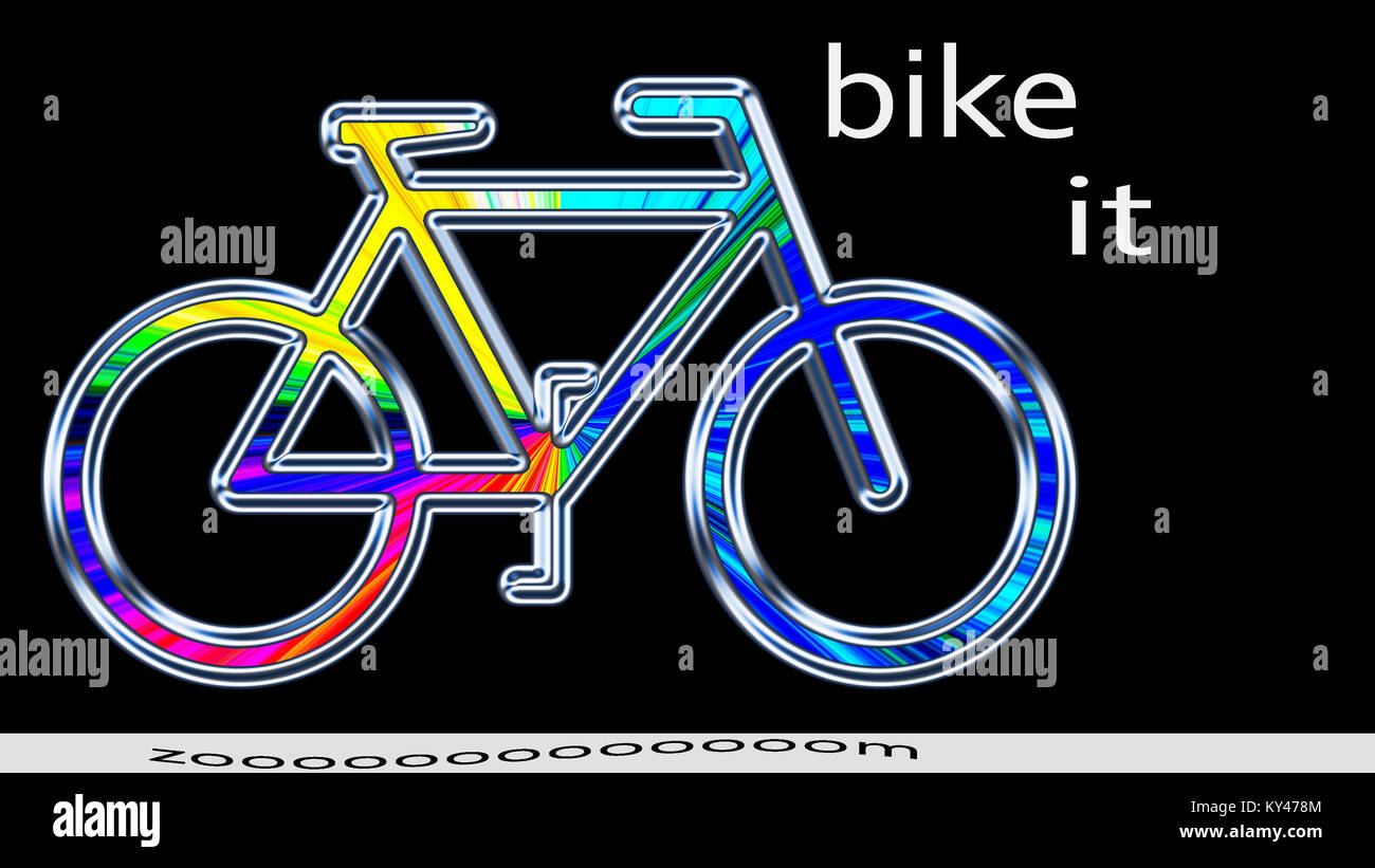 BIKE IT - un abstract bike metallico in colori diversi isolati su uno sfondo nero Foto Stock