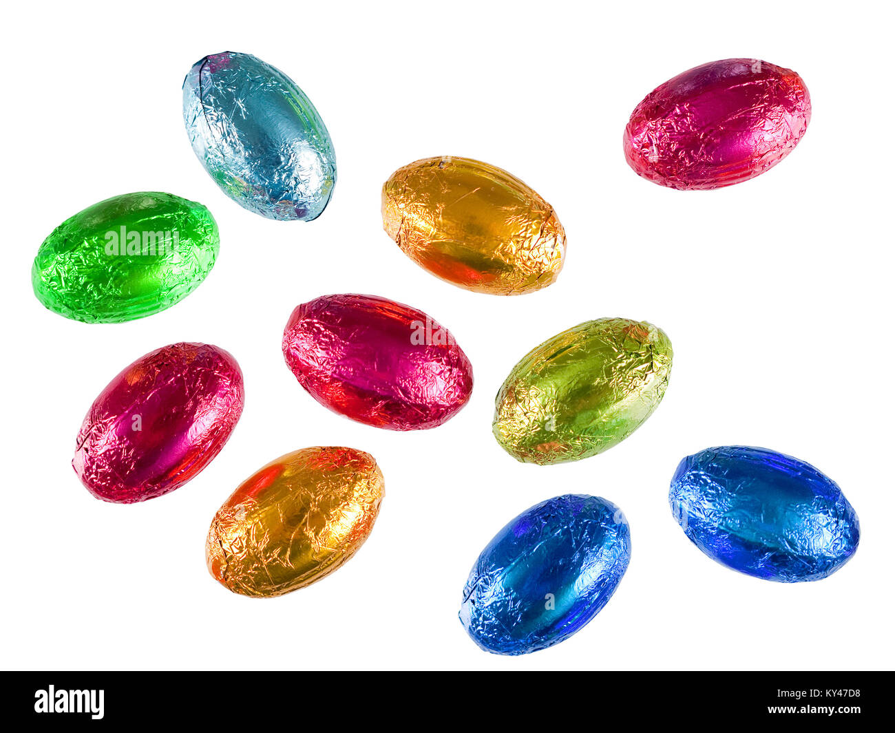 Piccole uova di Pasqua. Isolato su bianco. Foto Stock