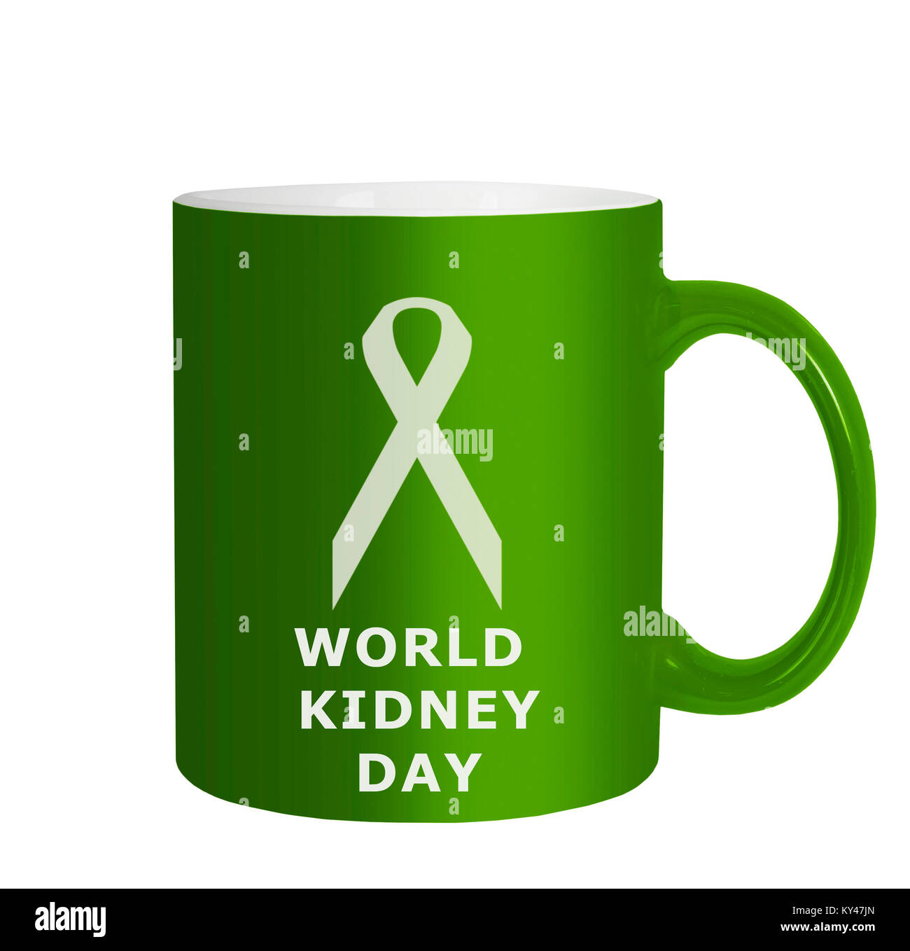 Mondo verde Rene giorno mug isolato su bianco. Foto Stock