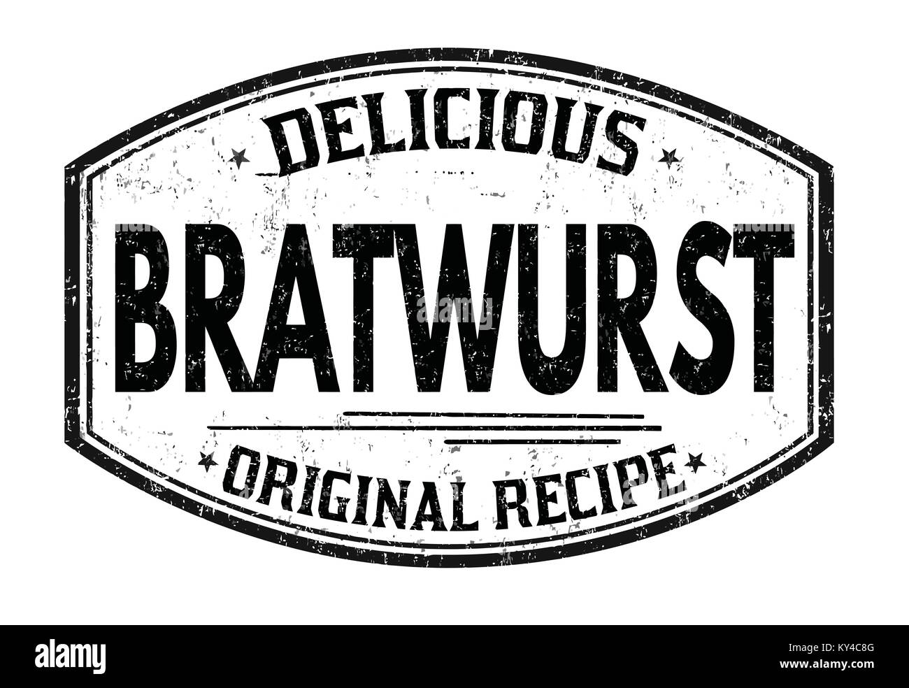 Il bratwurst grunge timbro di gomma su sfondo bianco, illustrazione vettoriale Illustrazione Vettoriale