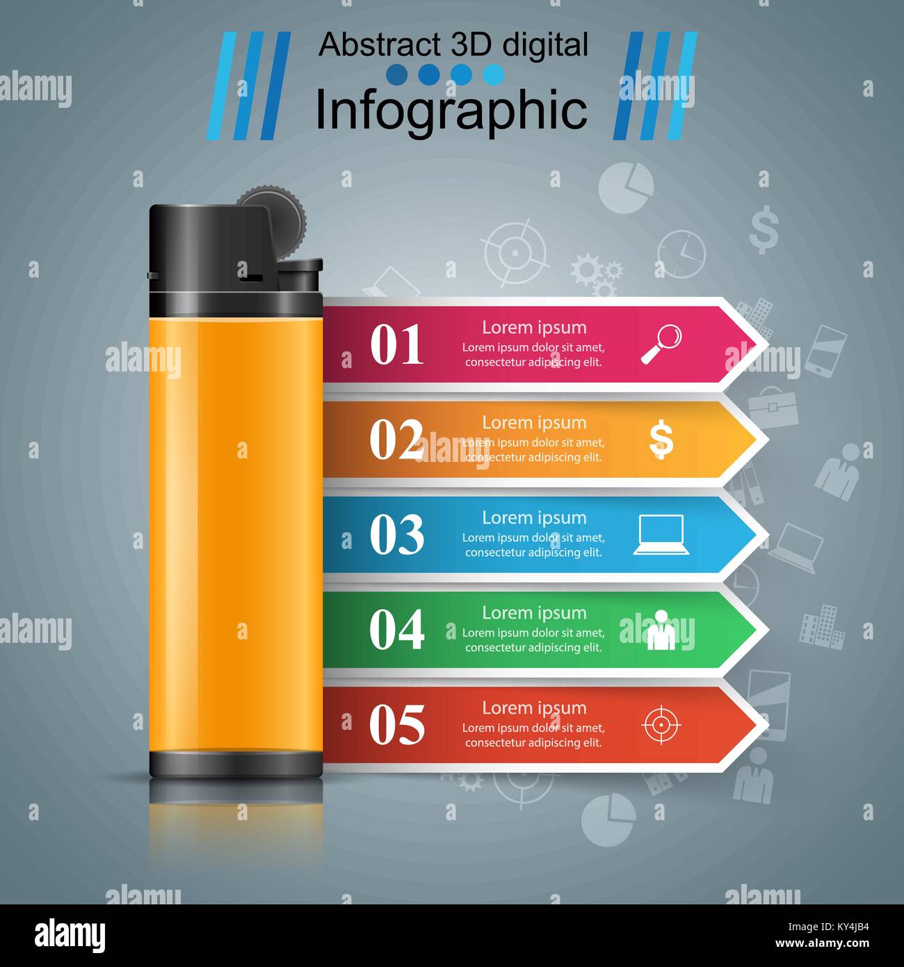 Accendino realistica - business ed infografico e icona di marketing. Illustrazione Vettoriale