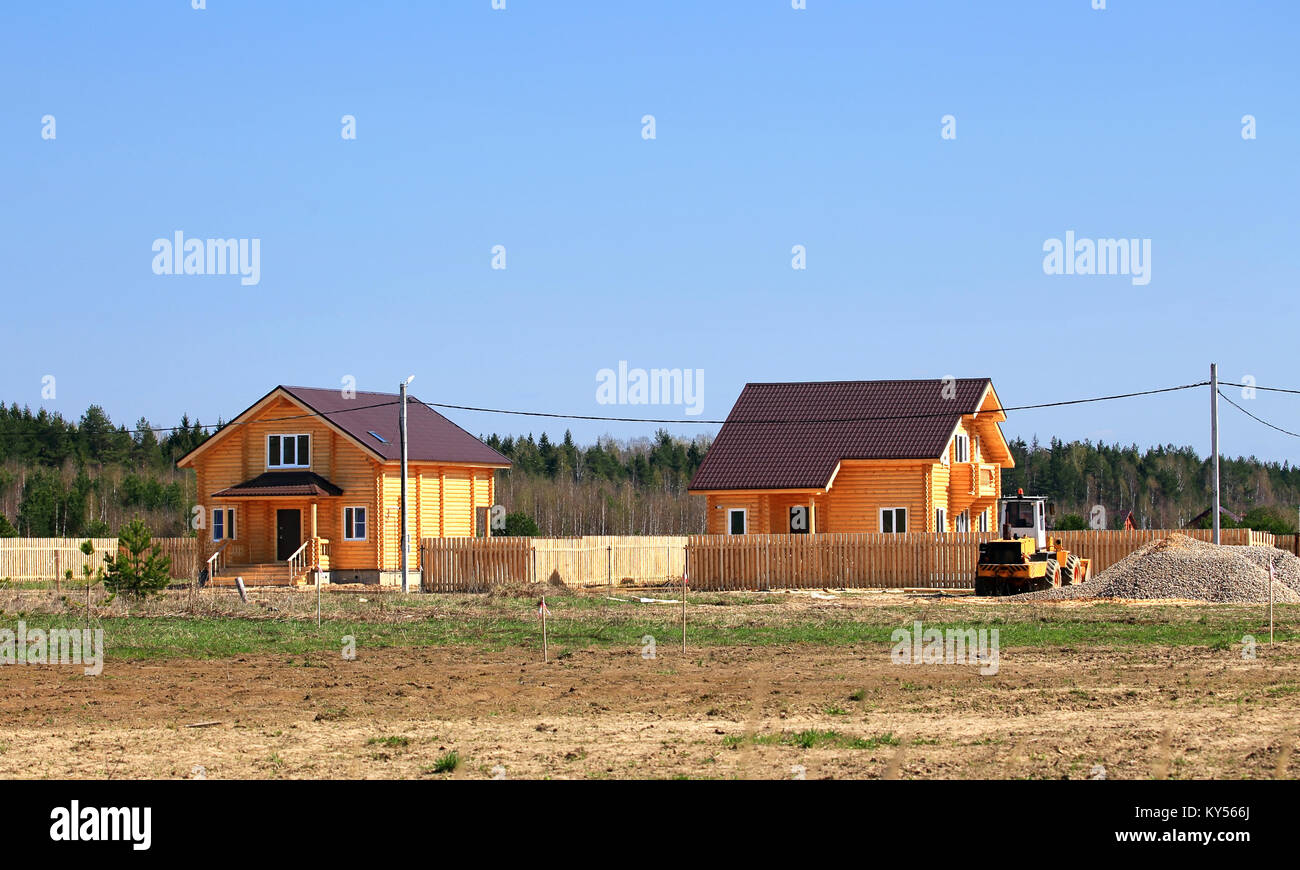 Grande scala costruzione di cottage in legno Foto Stock