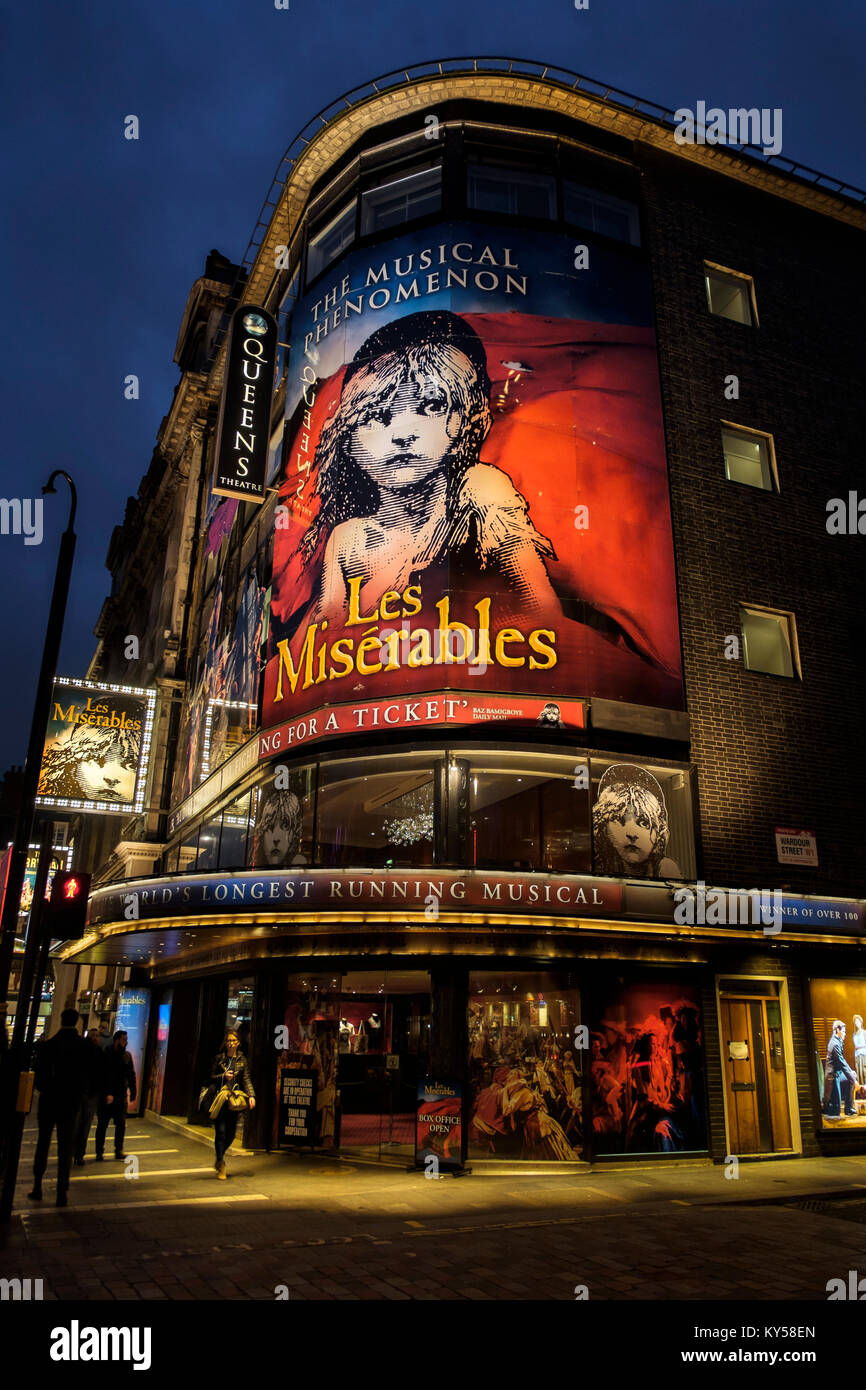 Les Misérables, Queens Theatre, Shaftesbury Avenue, London, Regno Unito Foto Stock
