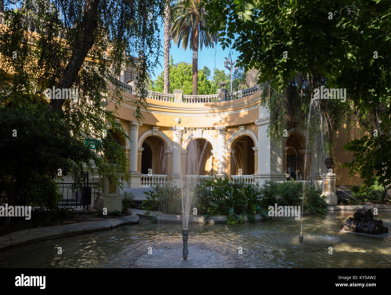 Ampio angolo di visione di Cerro Santa Lucia, Santiago del Cile. Foto Stock