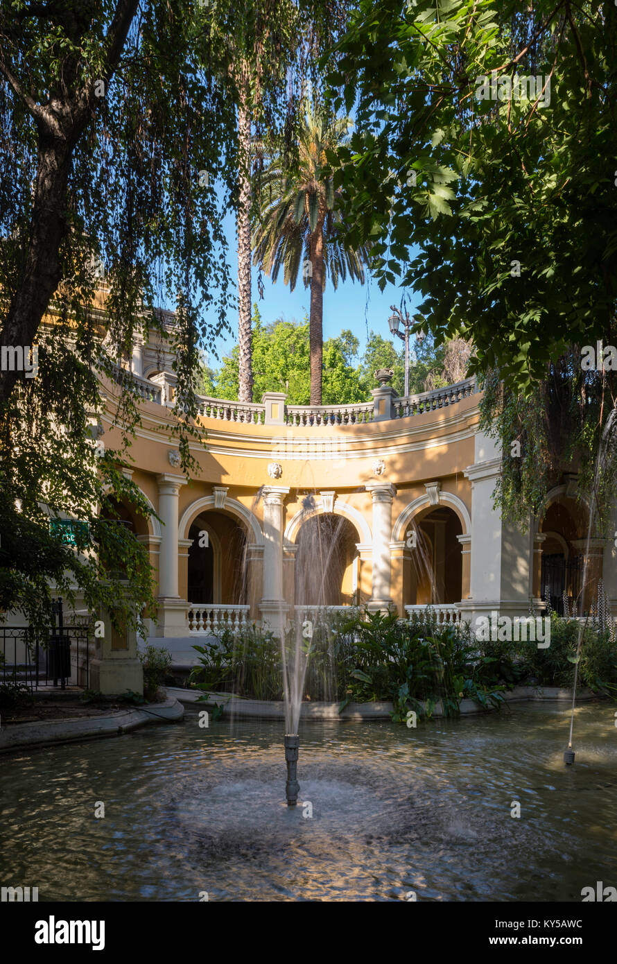 Ampio angolo di visione di Cerro Santa Lucia, Santiago del Cile. Foto Stock