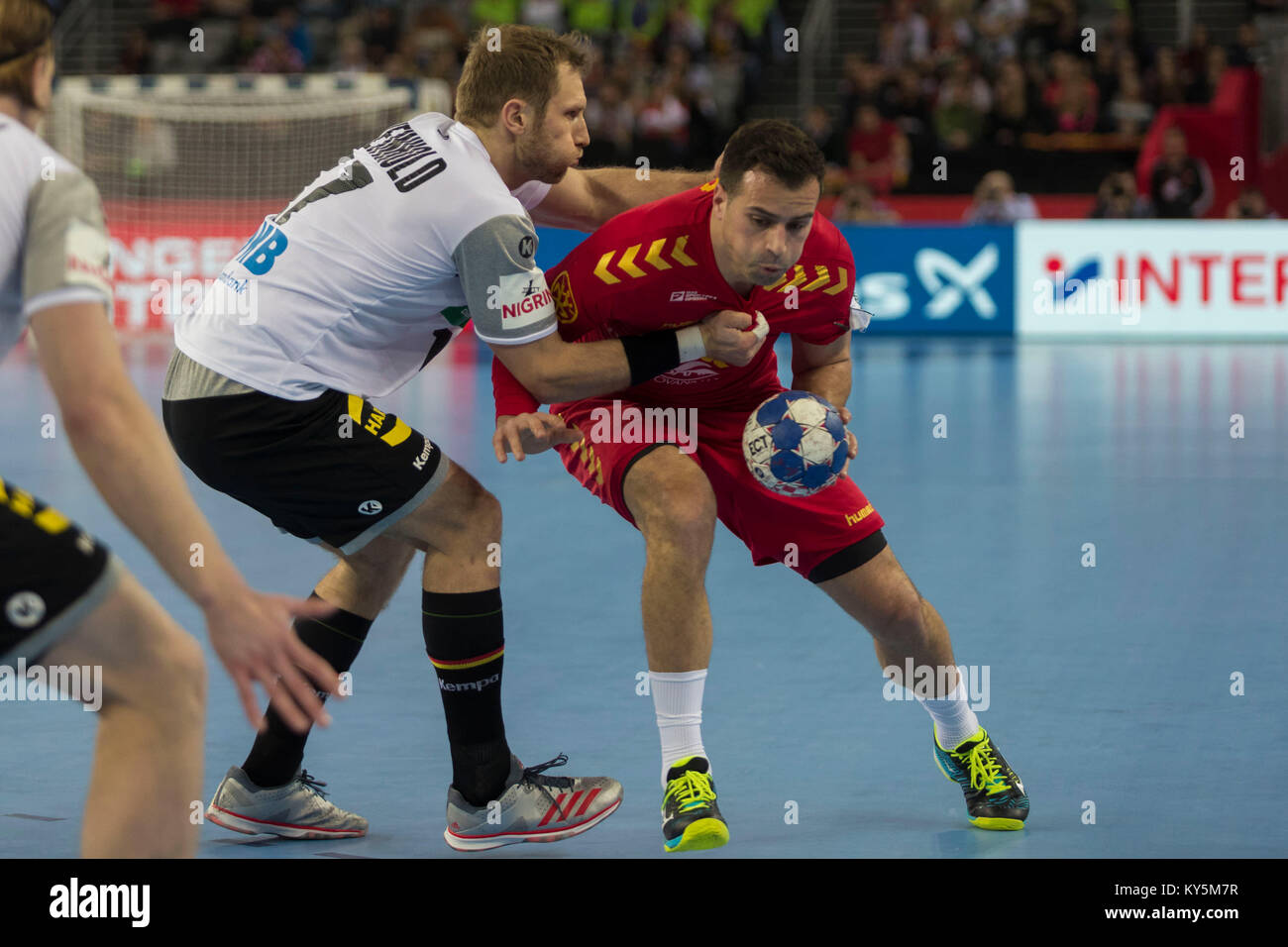 Zagabria, Croazia. Il 13 gennaio, 2018. EHF EURO Croazia 2018, gruppo (C) fase. Germania VS Montenegro. Ivica Drusany/Alamy Live News Foto Stock