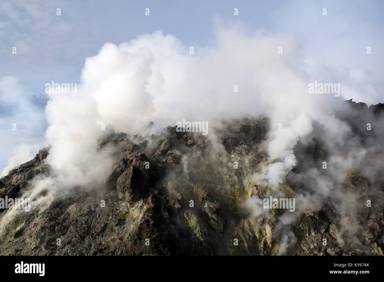 Vertice del vulcano Merapi nel Jawa, Indonesia Foto Stock