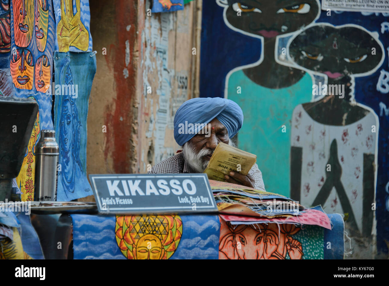 Picasso indiano aka Kikasso, Pushkar, Rajasthan, India Foto Stock