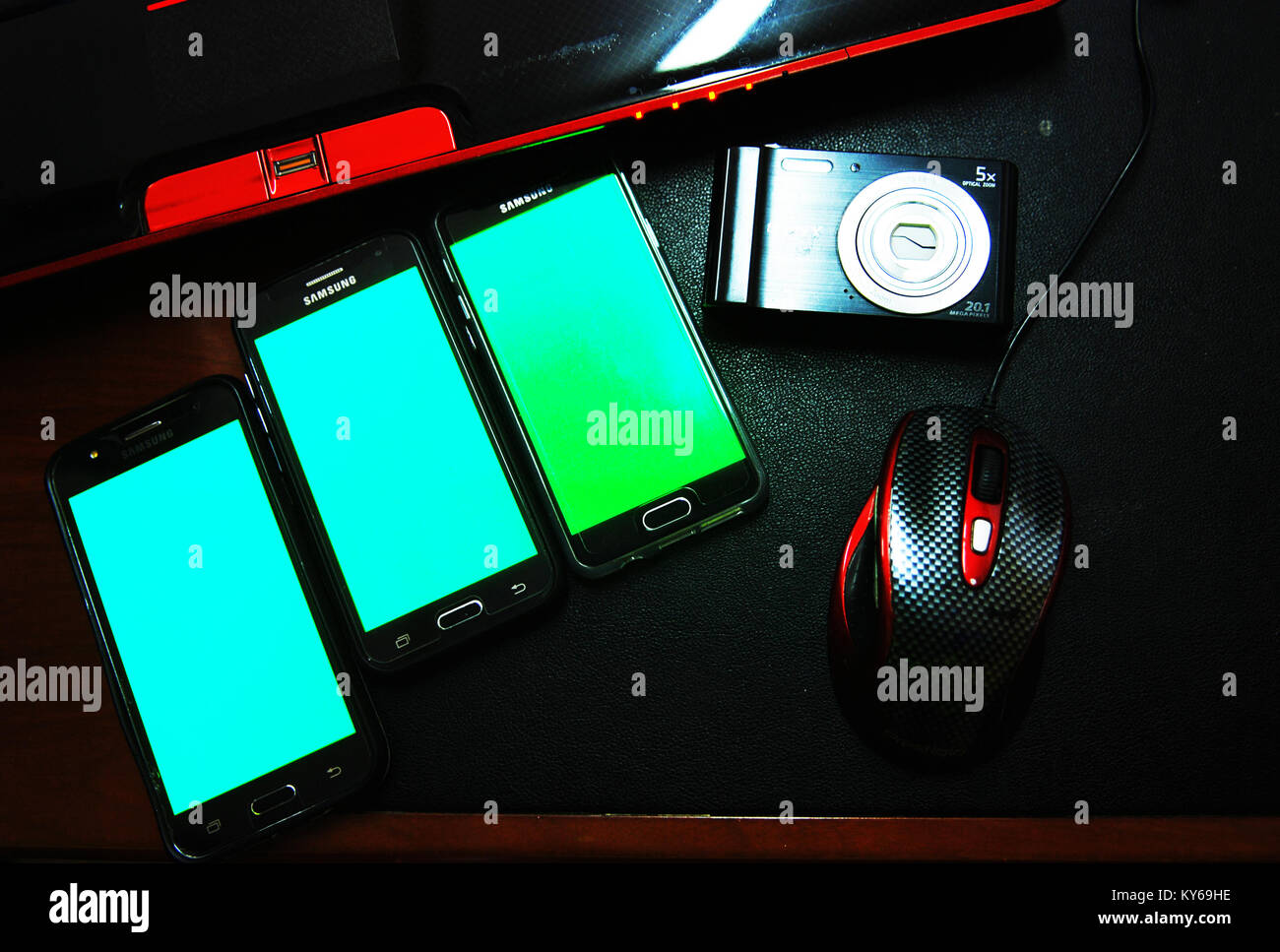 Schermo verde dispositivi pronto Foto Stock