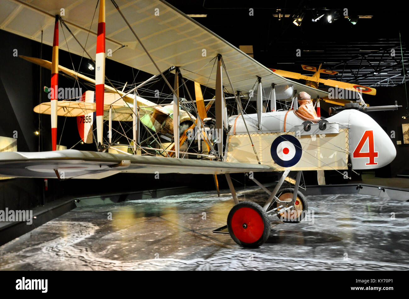 Airco DH2 in un cavaliere del cielo diorama in Omaka Aviation Heritage Center Museum, South Island, in Nuova Zelanda. Foto Stock