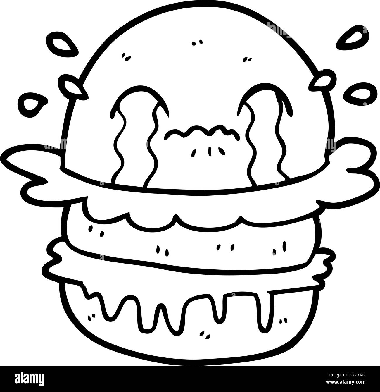 Cartoon di piangere il fast food Burger Illustrazione Vettoriale