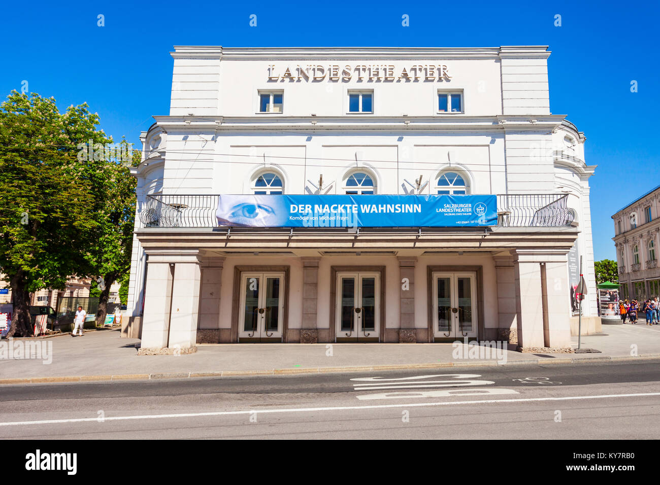 Salisburgo, Austria - 18 Maggio 2017: Salisburgo Teatro di Stato o Salzburger Landestheater austriaci è un teatro situato nel centro di Salisburgo, Austria. Foto Stock