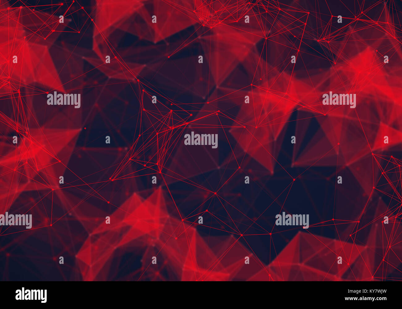 Abstract poligonale rosso scuro bassa poli dello sfondo. Punti di collegamento e le linee in triangoli struttura. Illustrazione per il branding, tecnologia, scienza, wal Foto Stock