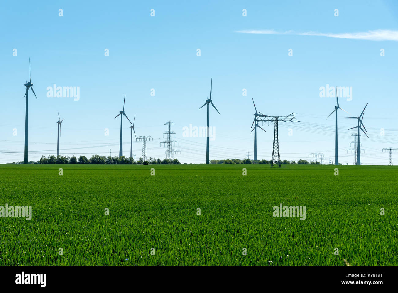 Wind energy generation visto in Germania Foto Stock