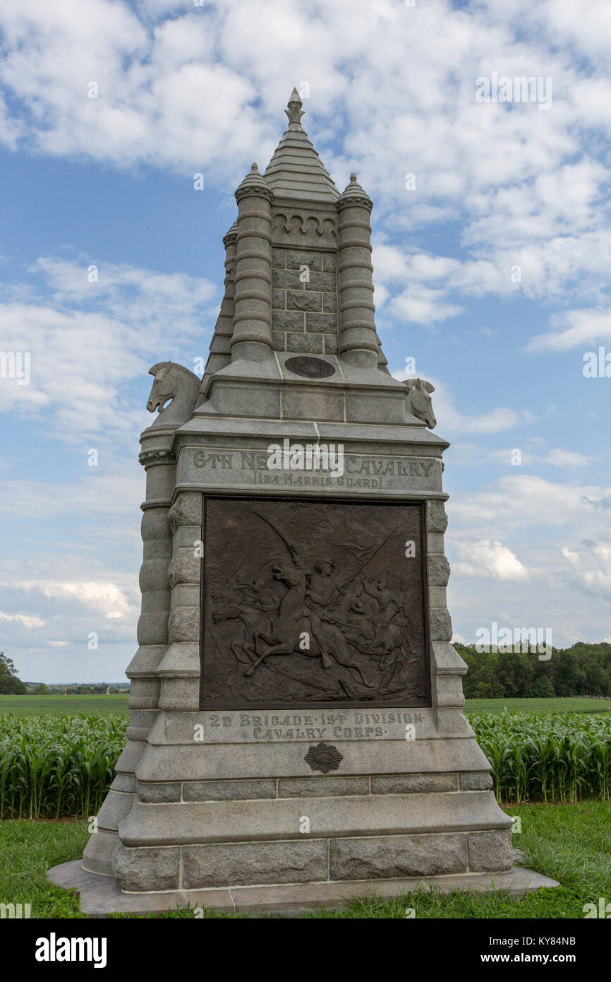 Il monumento al 6 New York Cavalleria, Gettysburg National Military Park, Pennsylvania, Stati Uniti. Foto Stock