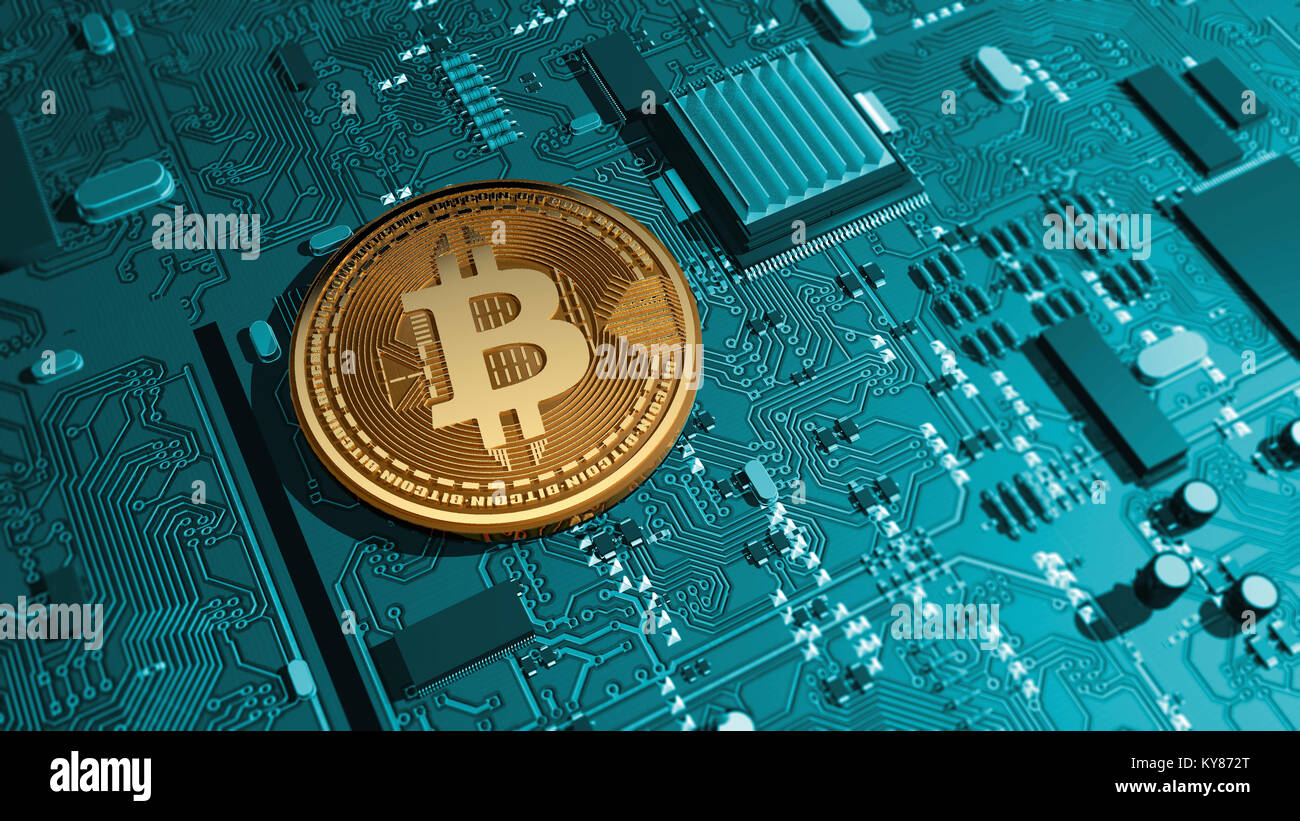 Bitcoin, cryptocurrency, soldi elettronici, la moneta virtuale, transizioni Foto Stock