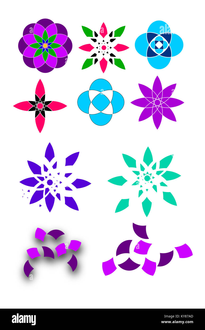 Pacchetto di base elementi decorativi e modelli imitando vetrata Foto Stock