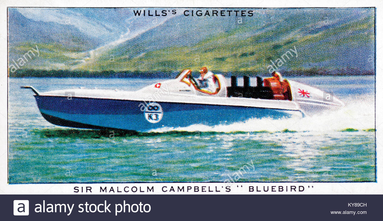 Una illustrazione di Sir Malcolm Campbells blue bird speedboat Foto Stock