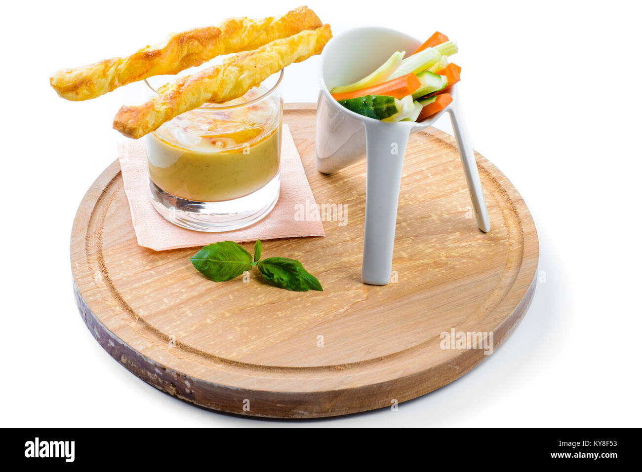 Hummus con formaggio bastoni Foto Stock