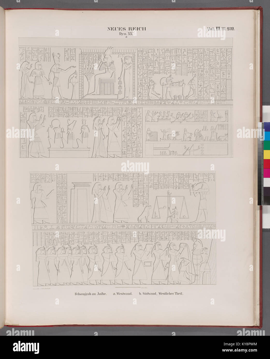 Una tomba scavata nella roccia ad Aniba della dinastia XX del nuovo Regno, in Egitto, che mostra le pareti ovest e sud con incisioni e iscrizioni che evidenziano le pratiche di sepoltura. Foto Stock