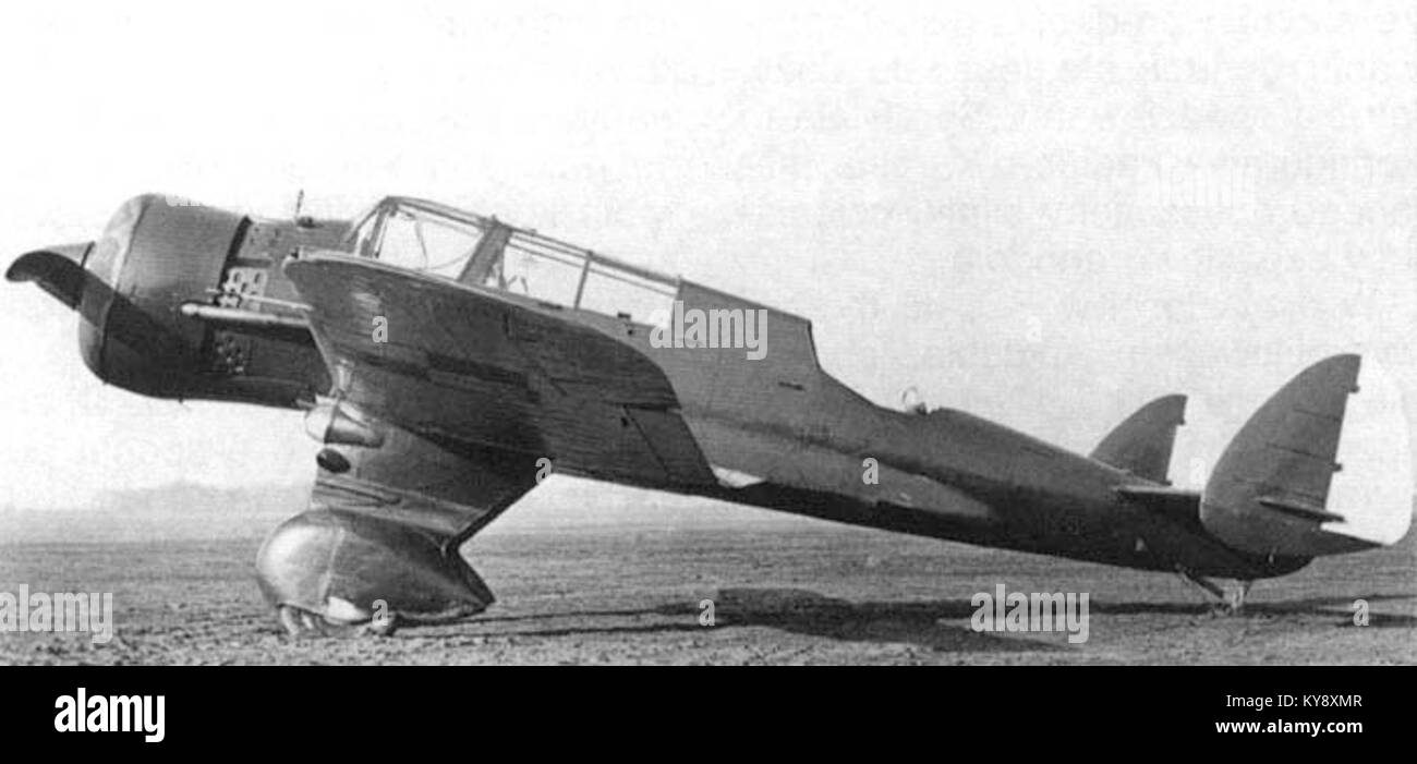 Il PZL.42 è un prototipo di caccia polacco degli anni '1930, progettato per l'aviazione militare con una configurazione monomotore ad ala bassa. Foto Stock